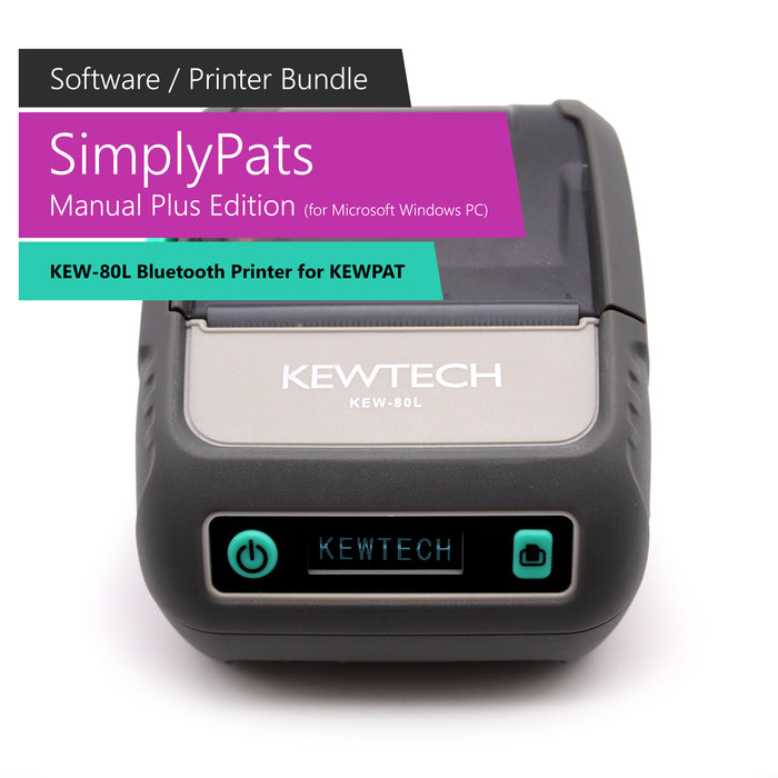 SimplyPats Manual Plus Edition and KEW-80L Bluetooth PAT Test Label Printer Bundle